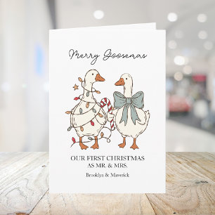 Cartes Pour Fêtes Annuelles Notre première photo de couple de oies à Noël