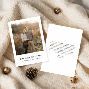 Cartes Pour Fêtes Annuelles Notre première photo de Noël Moderne Jeune Marié