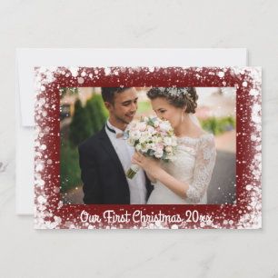 Cartes Pour Fêtes Annuelles Notre première photo de Noël Typographie de neige