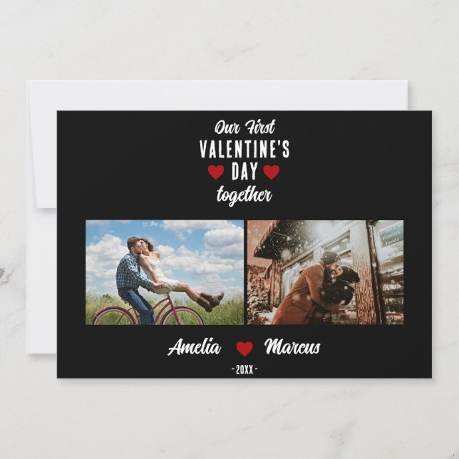 Cartes Pour Fêtes Annuelles Notre première Saint Valentin Ensemble 2 Photos No (Devant)