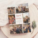 Cartes Pour Fêtes Annuelles Notre souhait | Christmas Letter & 6 Photo Collage<br><div class="desc">Une carte de Noël moderne et boho, une toile pour mettre en valeur les moments les plus chers de l'année. Ce design comprend un montage photo de six de vos photos préférées disposées autour du bord de la carte. Au milieu de la carte, "vacances les plus heureuses", ou un salut...</div>