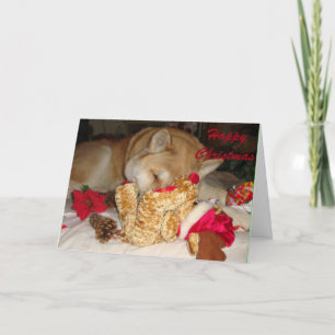 Cartes Pour Fêtes Annuelles Nounours de caresse endormi de chien mignon