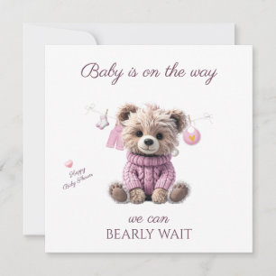 Cartes Pour Fêtes Annuelles Nounours en peluche en tricot rose Félicitations
