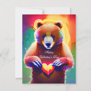 Cartes Pour Fêtes Annuelles Nounours mignon avec cœur pour la Saint-Valentin d