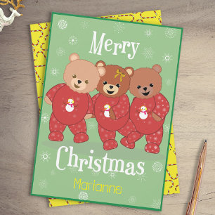 Cartes Pour Fêtes Annuelles Nounours mignons en pyjamas de Noël Noël Noël