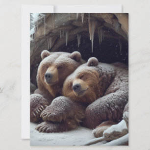 Cartes Pour Fêtes Annuelles Nounours ours d'hiver hibernant mignons