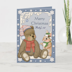 Cartes Pour Fêtes Annuelles Nounours - premier Noël du bébé
