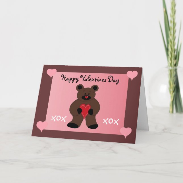 Cartes Pour Fêtes Annuelles Nounours Valentine (Devant)