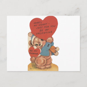 Cartes Pour Fêtes Annuelles Nounours vintage avec coeurs Saint-Valentin