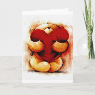 Cartes Pour Fêtes Annuelles Nounours vintage avec le coeur