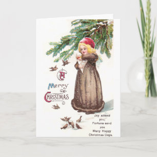Cartes Pour Fêtes Annuelles Nourrir des oiseaux dans la neige