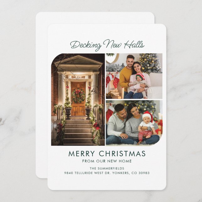 Cartes Pour Fêtes Annuelles Nous avons déménagé Adresse Photo Collage Noël Dém (Devant / Derrière)