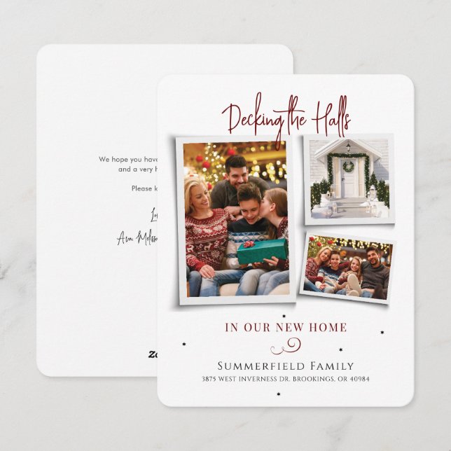 Cartes Pour Fêtes Annuelles Nous avons déménagé Famille Photo Collage Déménage (Devant / Derrière)