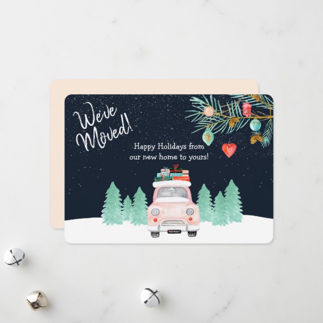 Cartes Pour Fêtes Annuelles Nous avons déménagé Nous déménageons Noël Nouvelle (Devant/Arrière en situation)