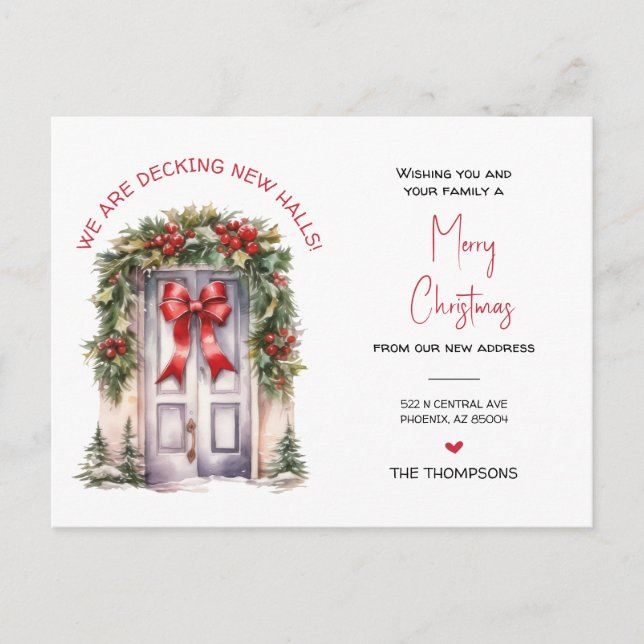 Cartes Pour Fêtes Annuelles Nous avons déménagé Nouveau Accueil Noël Faire-par (Devant)