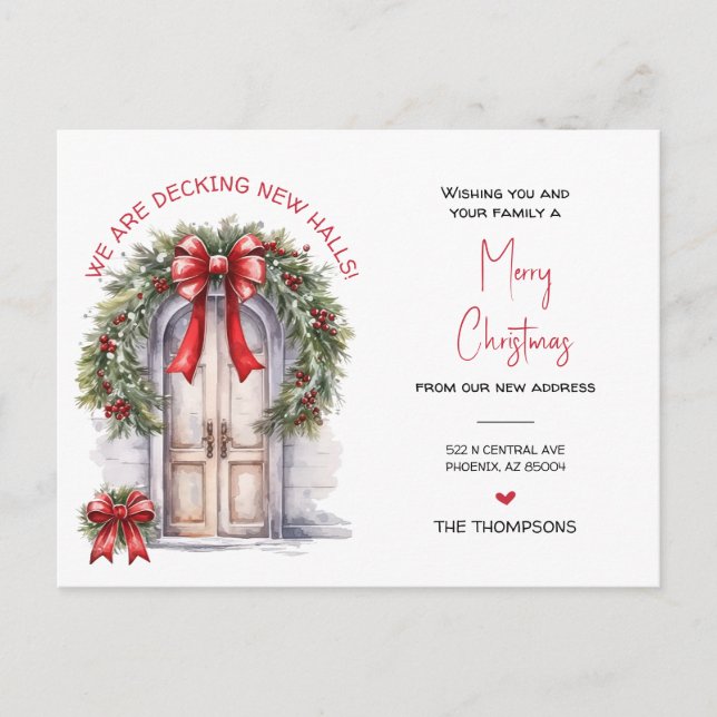 Cartes Pour Fêtes Annuelles Nous avons déménagé Nouveau Accueil Noël Faire-par (Devant)