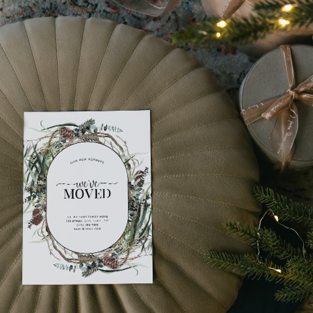 Cartes Pour Fêtes Annuelles Nous avons déplacé Eucalyptus Dusty Moving Faire-p (Sending your family and friends a festive 'We've Moved!' Christmas card!
)
