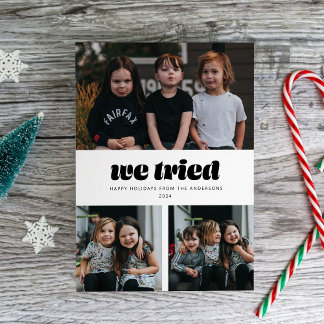 Cartes Pour Fêtes Annuelles Nous avons essayé drôle Multiple Photo Noël