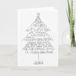 Cartes Pour Fêtes Annuelles "Nous calligram d'arbre vous souhaitons Joyeux
