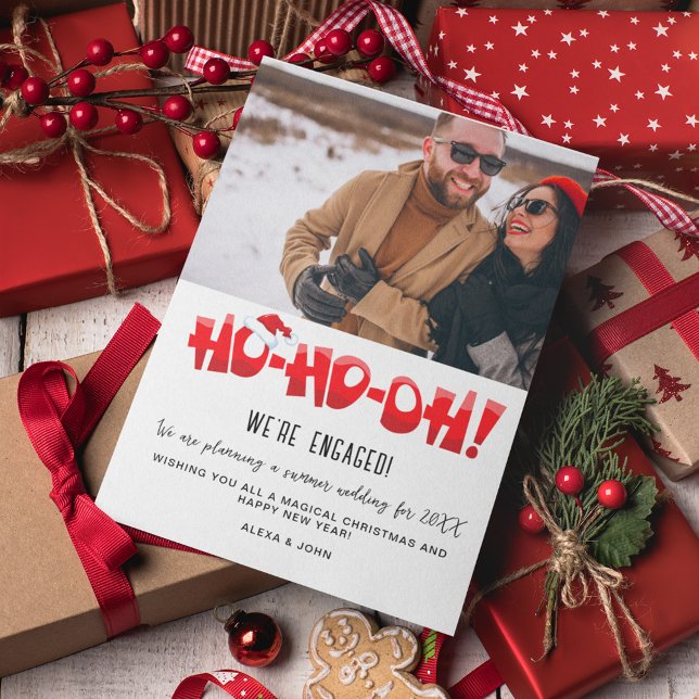 Cartes Pour Fêtes Annuelles Nous sommes engagés Funny Couple Photo Noël (Créateur téléchargé)