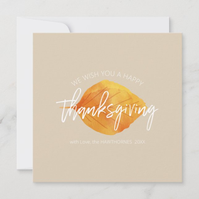 Cartes Pour Fêtes Annuelles "Nous souhaitons un Bon thanksgiving" feuille beig (Devant)