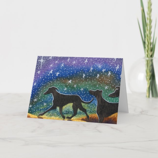 Cartes Pour Fêtes Annuelles Nous trois chiens de lévrier (Devant)
