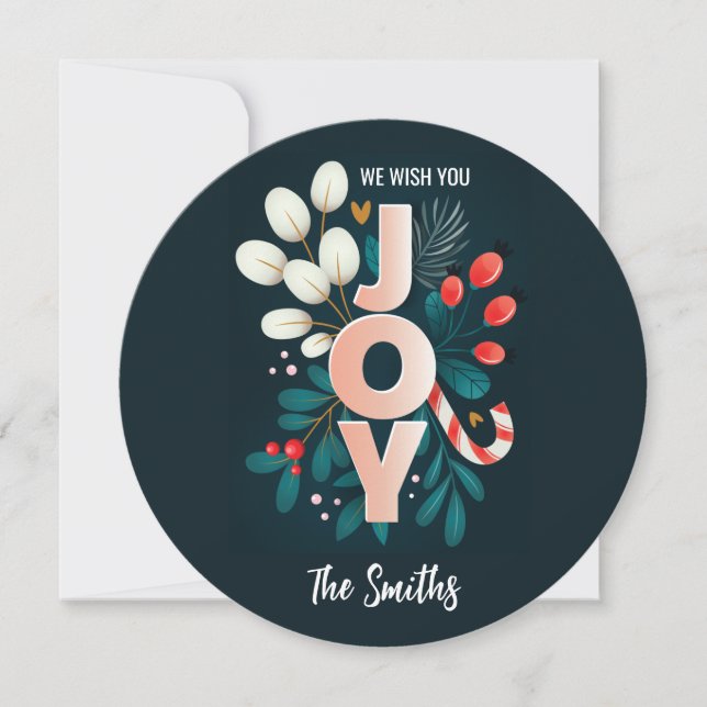 Cartes Pour Fêtes Annuelles Nous Vous Souhaitons JOIR, Sucre de canne de Noël  (Devant)