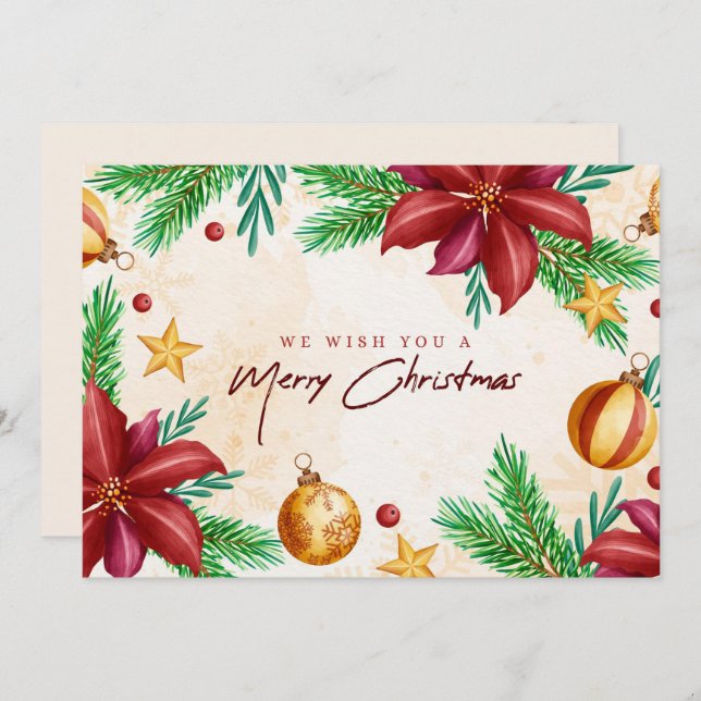 Cartes Pour Fêtes Annuelles Nous vous souhaitons un joyeux Noël (Devant / Derrière)
