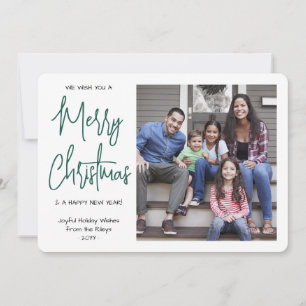Cartes Pour Fêtes Annuelles Nous vous souhaitons un Joyeux Noël Script Vert 1