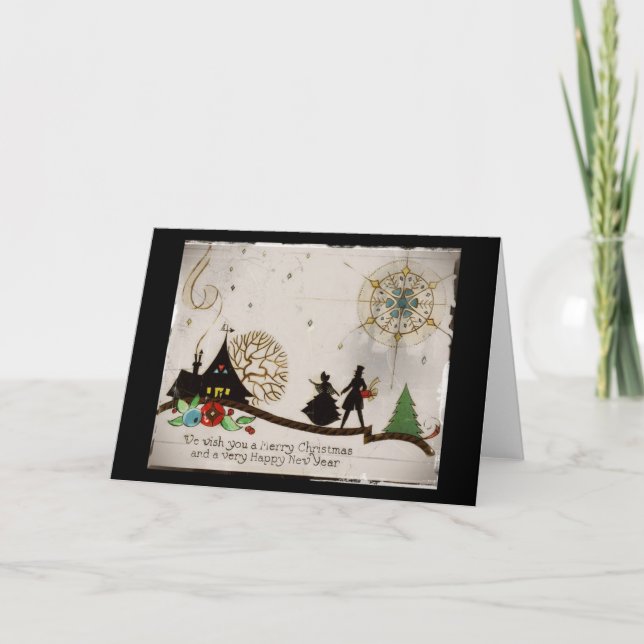 Cartes Pour Fêtes Annuelles Nous vous souhaitons une silhouette de Joyeux Noël (Devant)
