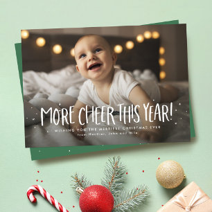 Cartes Pour Fêtes Annuelles Nouveau bébé deux photo vert Noël