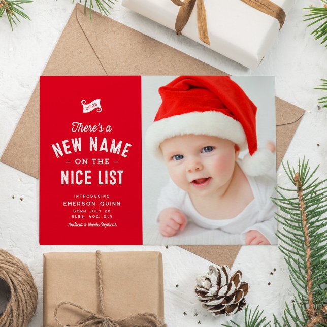 Cartes Pour Fêtes Annuelles Nouveau bébé mignon deux photo rouge Noël (Créateur téléchargé)