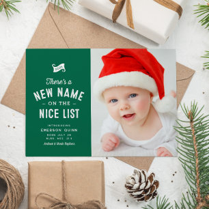 Cartes Pour Fêtes Annuelles Nouveau bébé mignon deux photo vert Noël