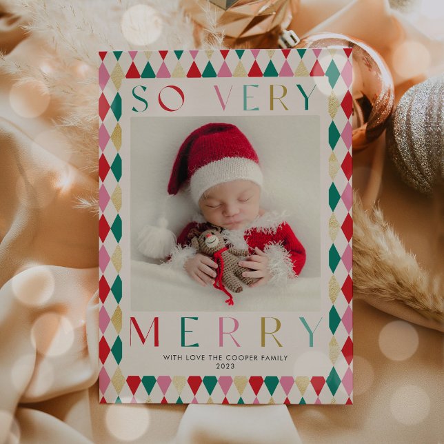 Cartes Pour Fêtes Annuelles Nouveau bébé si joyeux première photo Noël (Créateur téléchargé)