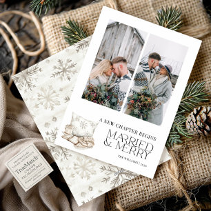 Cartes Pour Fêtes Annuelles Nouveau chapitre Marié Joyeux hiver Flocon de neig