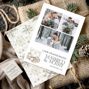 Cartes Pour Fêtes Annuelles Nouveau chapitre Marié Joyeux Hiver Flocon de neig