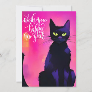 Cartes Pour Fêtes Annuelles Nouveau Chat Noir de l'Année 