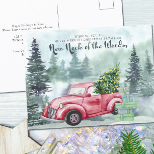 Cartes Pour Fêtes Annuelles Nouveau Cou des Bois Noël Camion Rouge Déménagemen