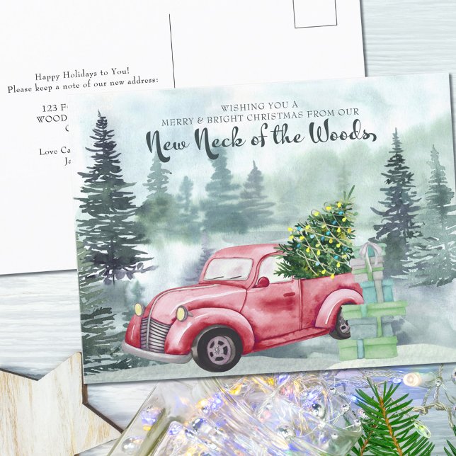 Cartes Pour Fêtes Annuelles Nouveau Cou des Bois Noël Camion Rouge Déménagemen (Créateur téléchargé)