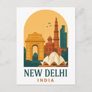 Cartes Pour Fêtes Annuelles Nouveau Delhi Inde Voyage Rétro – Vintage
