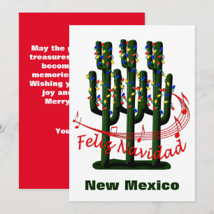 Cartes Pour Fêtes Annuelles Nouveau-Mexique Cactus Noël Feliz Navidad Holiday 