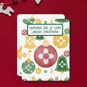 Cartes Pour Fêtes Annuelles Nouveau-Mexique Ornements de Noël Zia Rouge Vert B