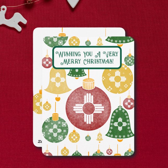 Cartes Pour Fêtes Annuelles Nouveau Mexique Ornements de Noël Zia Rouge Vert B (Créateur téléchargé)