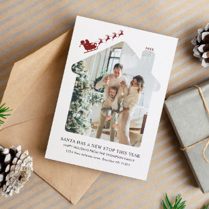 Cartes Pour Fêtes Annuelles Nouveau minimaliste Photo domiciliaire Rouge Père