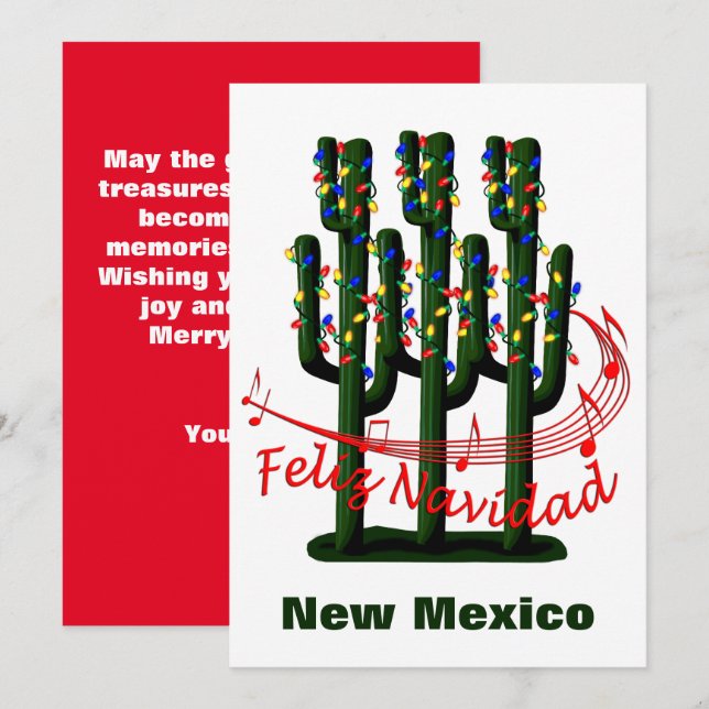 Cartes Pour Fêtes Annuelles Nouveau Noël Cactus Christmas Feliz Navidad Fêtes  (Devant / Derrière)