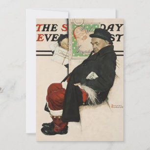 Cartes Pour Fêtes Annuelles Nouveau Père Noël dans un train Norman Rockwell Le