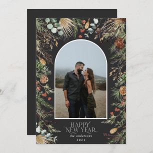 Cartes Pour Fêtes Annuelles Nouvel an 1 arche photo aquarelle botanique floral