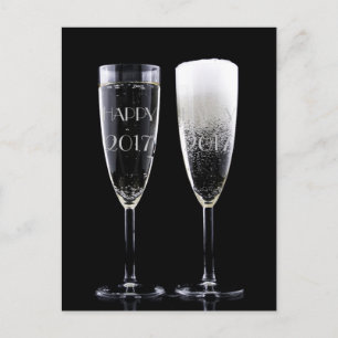 Cartes Pour Fêtes Annuelles Nouvel An 2017 Lunettes de Flute de Champagne Blan