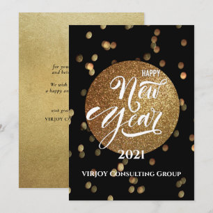Cartes Pour Fêtes Annuelles Nouvel An 2021   Entreprise Gold Confetti