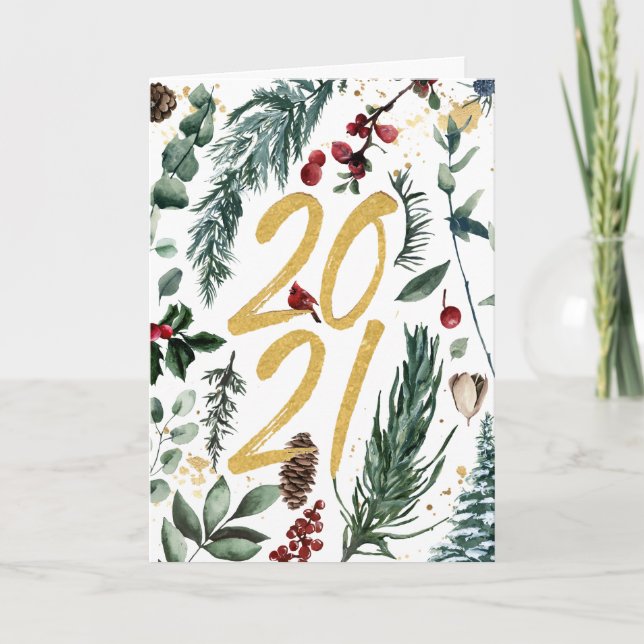 Cartes Pour Fêtes Annuelles Nouvel An 2021 | Entreprise Pine Festive (Devant)